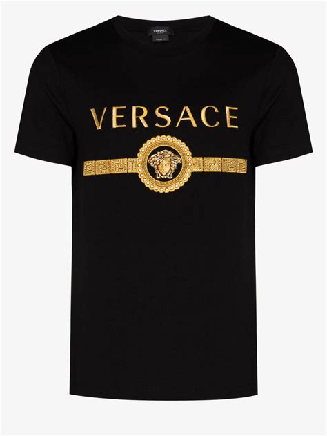 black versace tee|Versace shirt men's price.